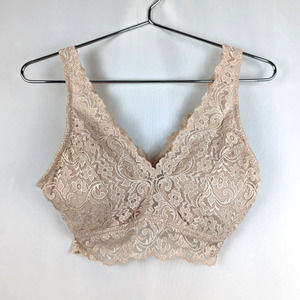 NWOT SMART & SEXY Beige Lace Padded V-Neck Bralette, Size XL
